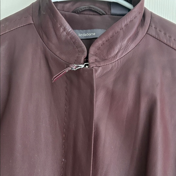 Liz Claiborne Deep Burgundy Leather Jacket - Picture 2 of 4